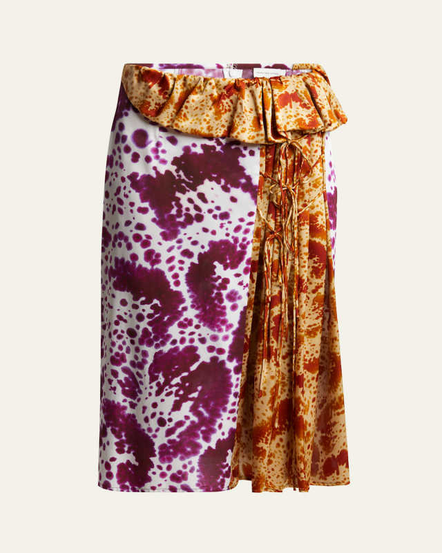 Sebia Two-Tone Abstract Printed Midi Skirt